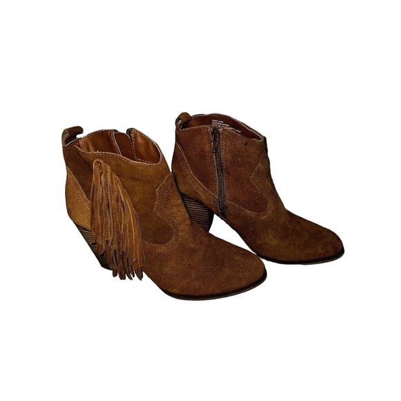 STEVE MADDEN Carmel Suede Women’s Boots Cowboy Fringe Block Heel Size 7.5 - Picture 3 of 9